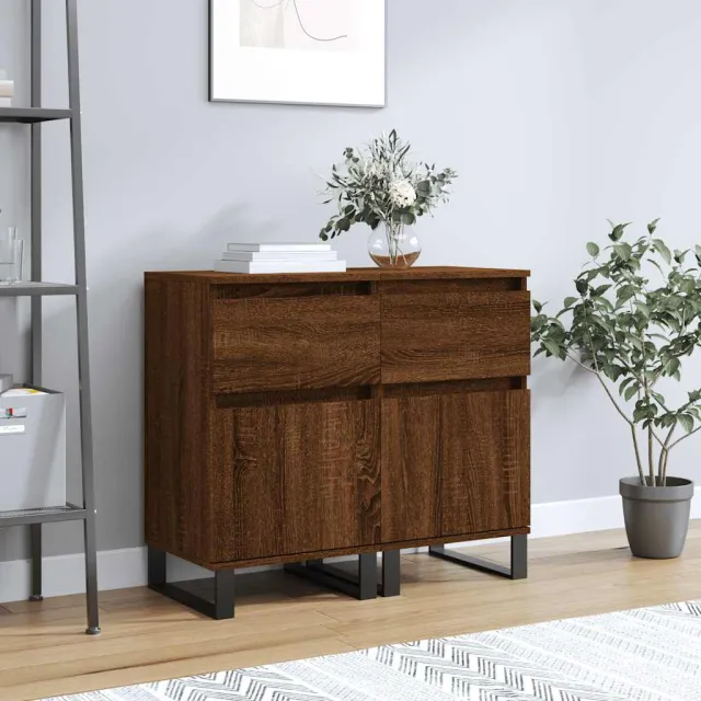 vidaXL Dressoirs 2 st 40x35x70 cm bewerkt hout bruin eikenkleur, foto 2