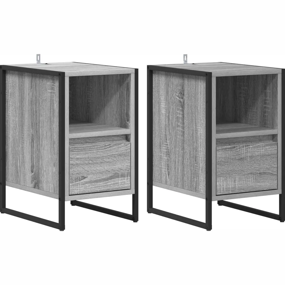 vidaXL Nachtkastje 2 st Grijs Sonoma 39,5 x 30 x 50 cm Bewerkt hout, foto 3