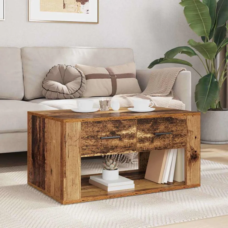 vidaXL Salontafel Oud Hout 80 x 50 x 40 cm Bewerkt hout bruin, foto 4