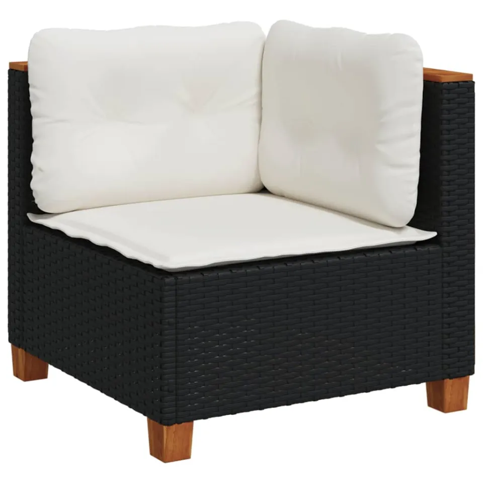 vidaXL 5-delige Loungeset met kussens poly rattan zwart, foto 3