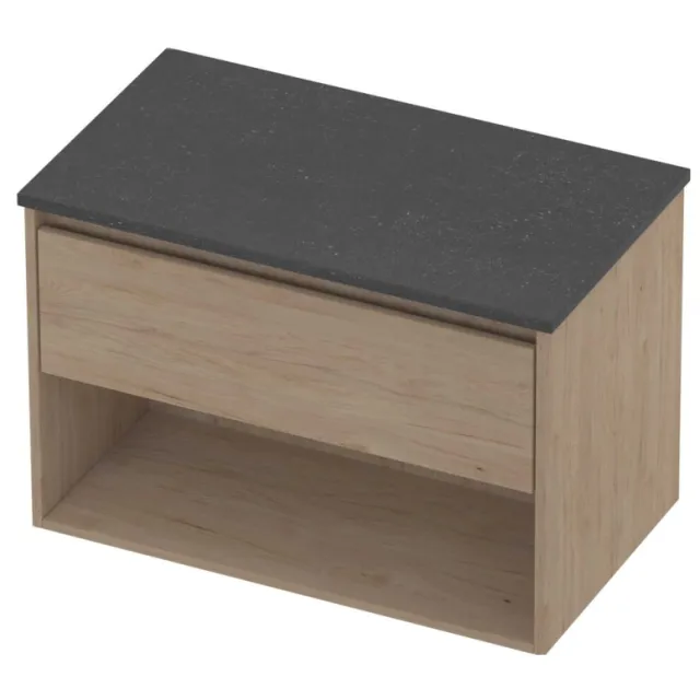 Proline Deck Badmeubelset Hardsteen Met Schap 80x46x55 cm Blue Stone Ideal Oak Eiken