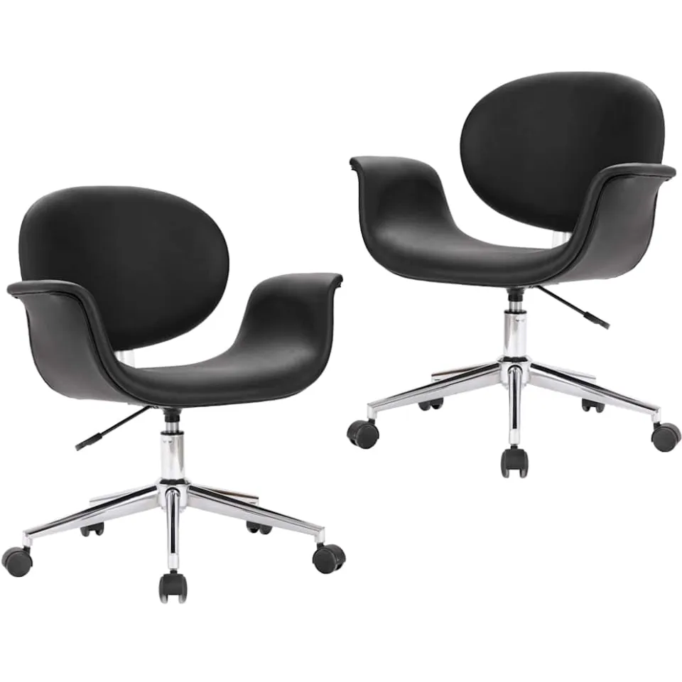 vidaXL Eetkamerstoelen draaibaar 2 st kunstleer zwart, foto 3
