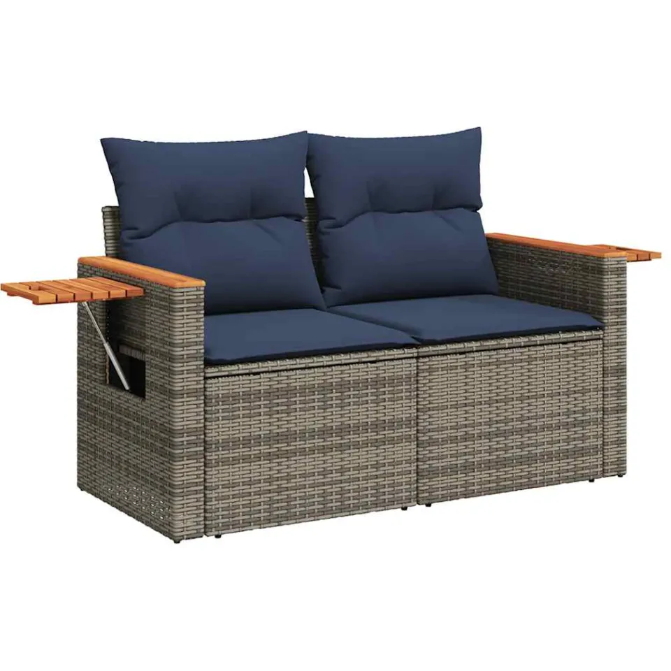 vidaXL 5-delige Loungeset met kussens poly rattan grijs