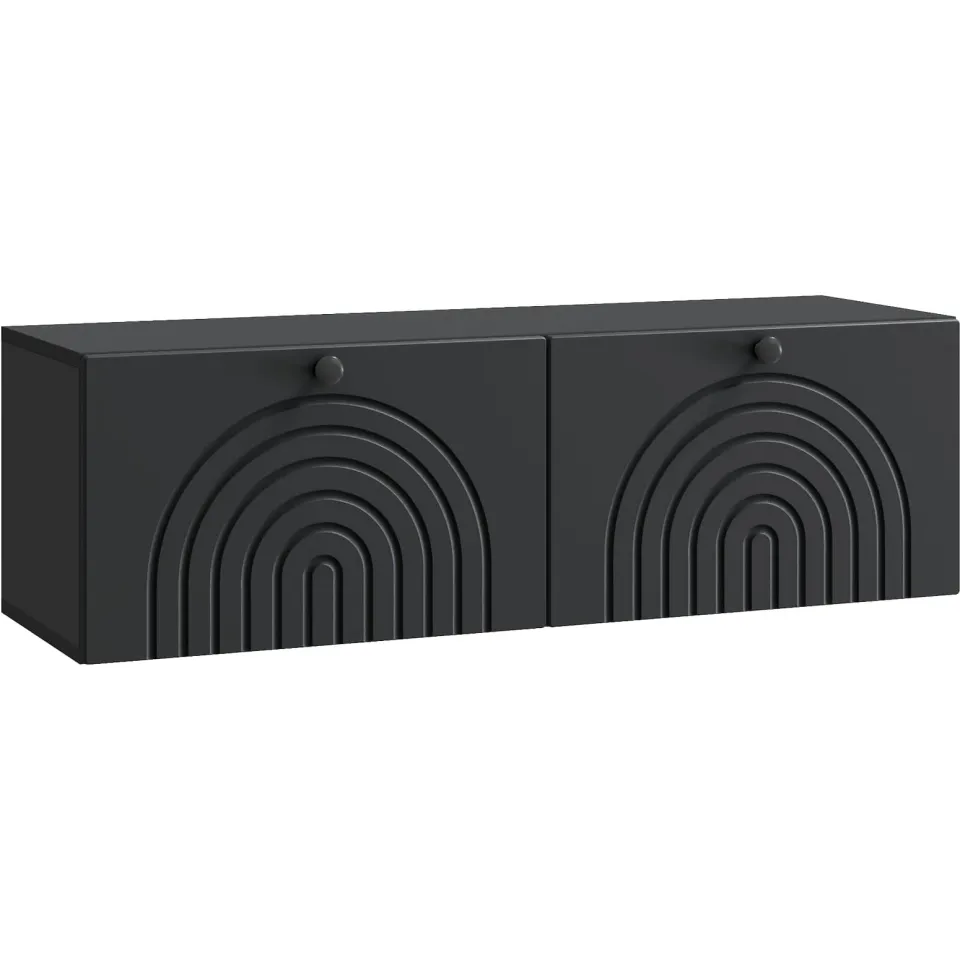 vidaXL Wandbeugel TV-kast Zwart 98 x 31 x 30 cm Bewerkt hout, foto 3