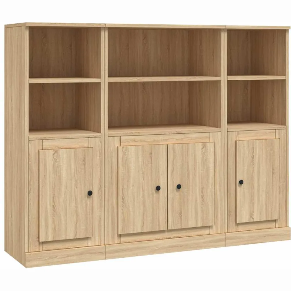vidaXL Hoge kasten 3 st bewerkt hout sonoma eikenkleurig, foto 3