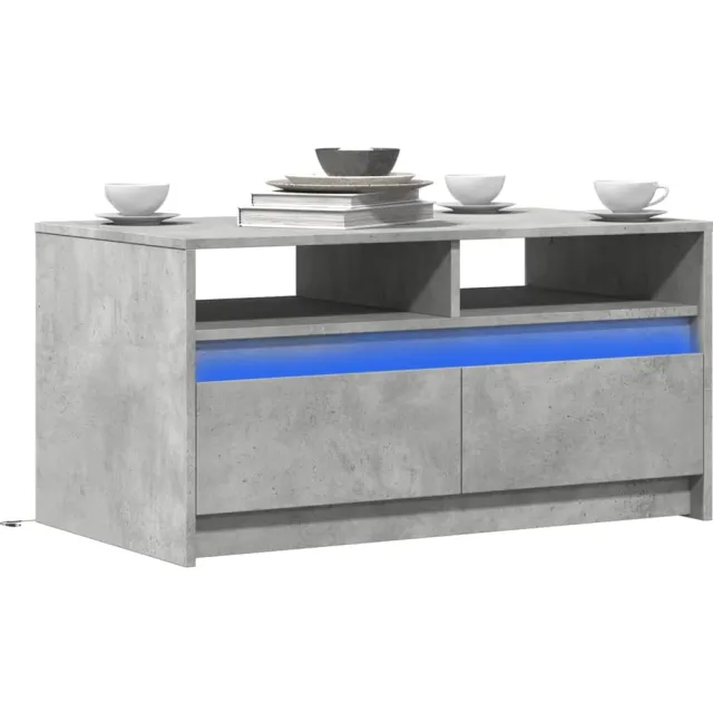 vidaXL Salontafel met LED-verlichting bewerkt hout betongrijs