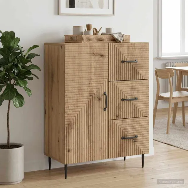 vidaXL Dressoir Artisanaal eiken 66 x 34,5 x 89,5 cm Bewerkt hout Bruin