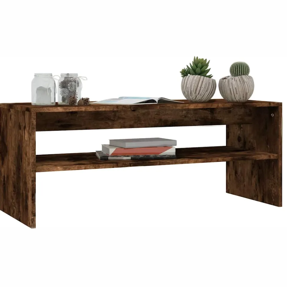 vidaXL Salontafel 100x40x40 cm bewerkt hout gerookt eikenkleurig Bruin