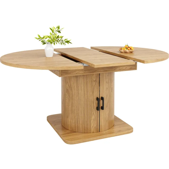 Merax Uitschuifbare eettafel met opbergruimte - met verwijderbare plank - keukentafel - houtkleur