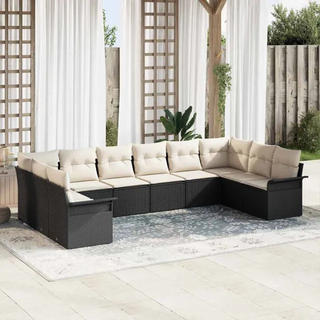 vidaXL Tuin Sofa Set 10 st Zwart poly rattan