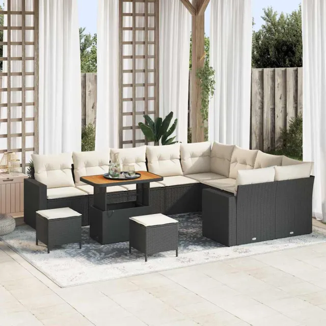 vidaXL Tuinbankenset 12 st Zwart poly rattan, foto 2