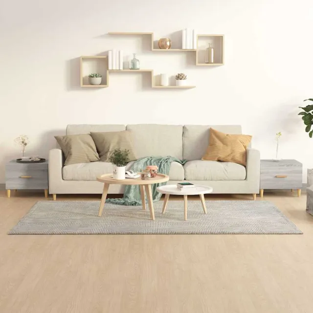 vidaXL Salontafels 2 st 50x50x40 cm bewerkt hout grijs sonoma eiken, foto 2