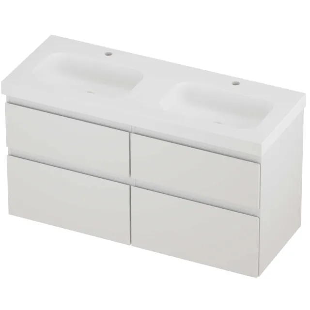 Proline Haga Badmeubelset Polystone Mezza 4 Laden 120x46x66 cm Mat White Glans Wit