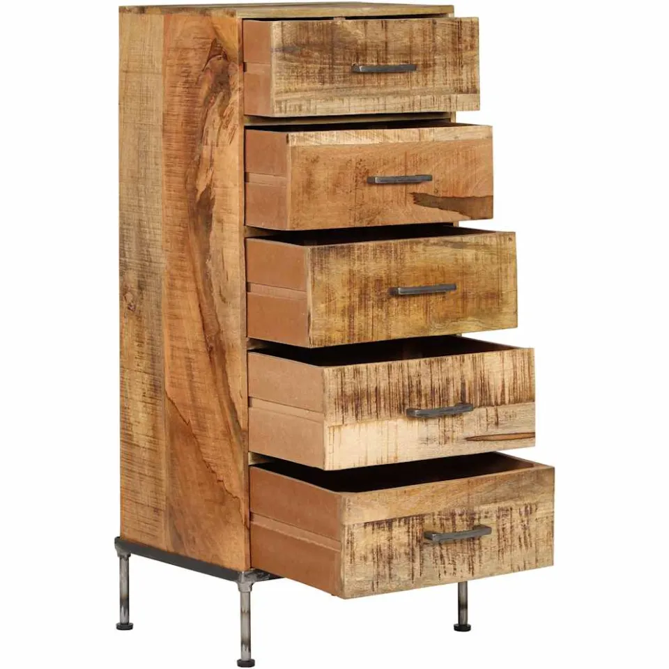 vidaXL Ladekast 45x35x106 cm massief mangohout bruin, foto 3