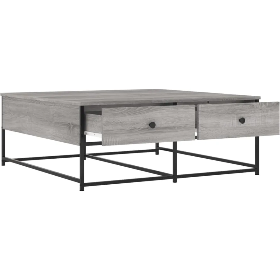 vidaXL Salontafel 100x99x40 cm bewerkt hout grijs sonoma, foto 3