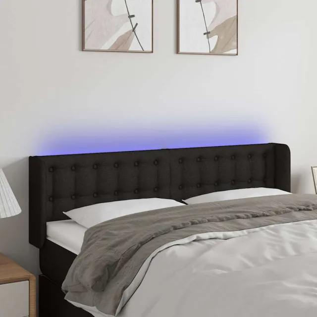 vidaXL Hoofdbord LED 147x16x78/88 cm stof zwart