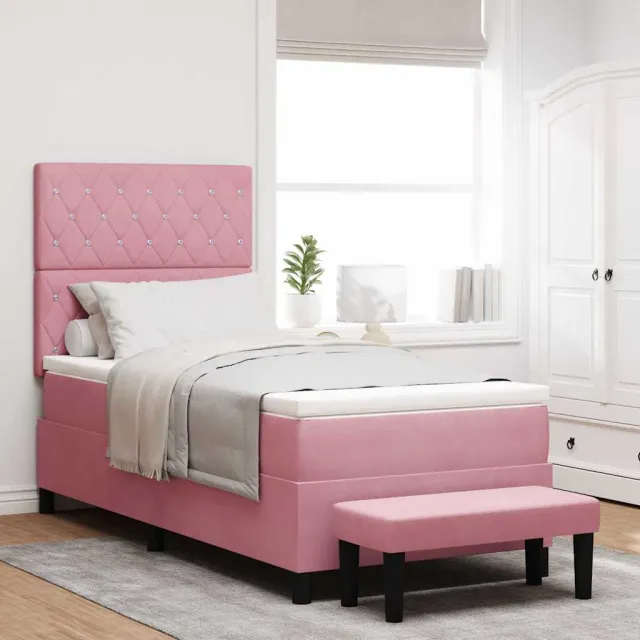 vidaXL Boxspring bed met hoofdeinde Roze 200 x 100 cm Fluweel