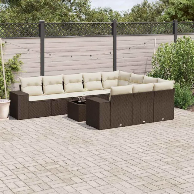 vidaXL 11-delige Loungeset met kussens poly rattan bruin, foto 2