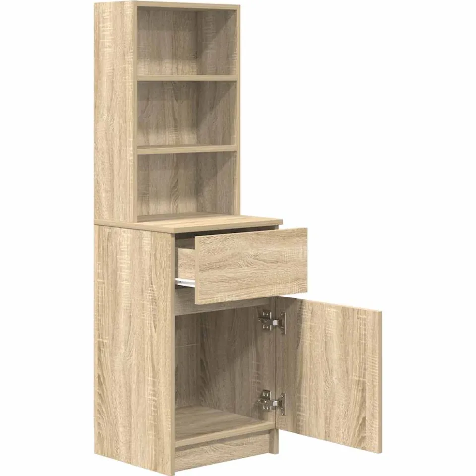 vidaXL Nachtkastje 39x35x125 cm bewerkt hout sonoma eikenkleurig, foto 4