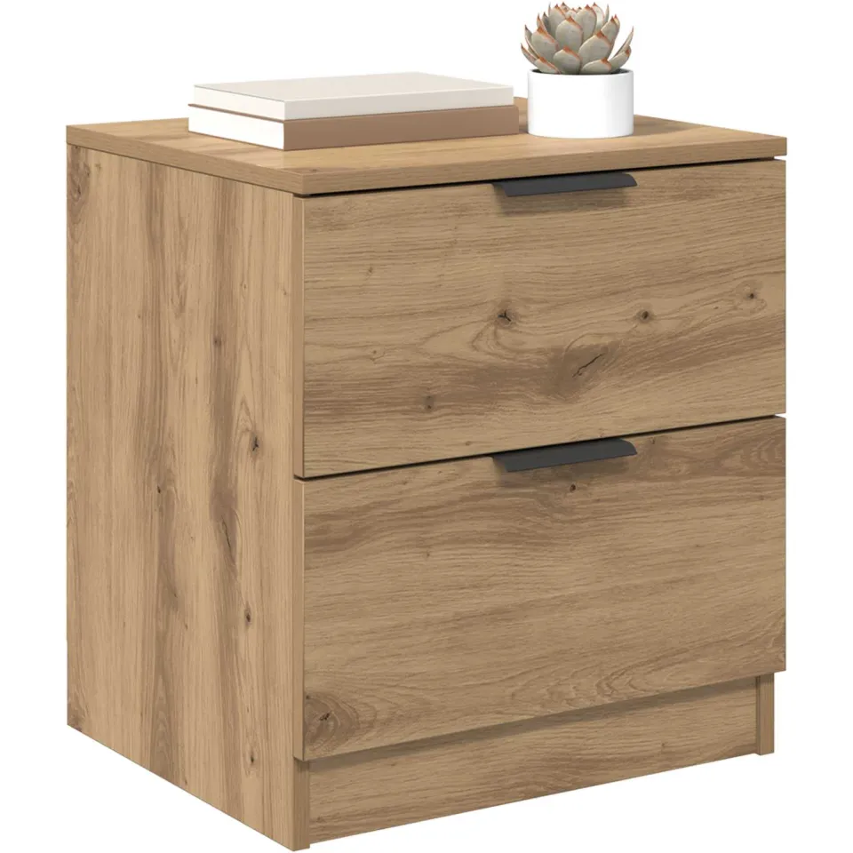 vidaXL Nachtkastje 2 st Artisan Eiken 45 x 39 x 50cm Bewerkt hout Bruin