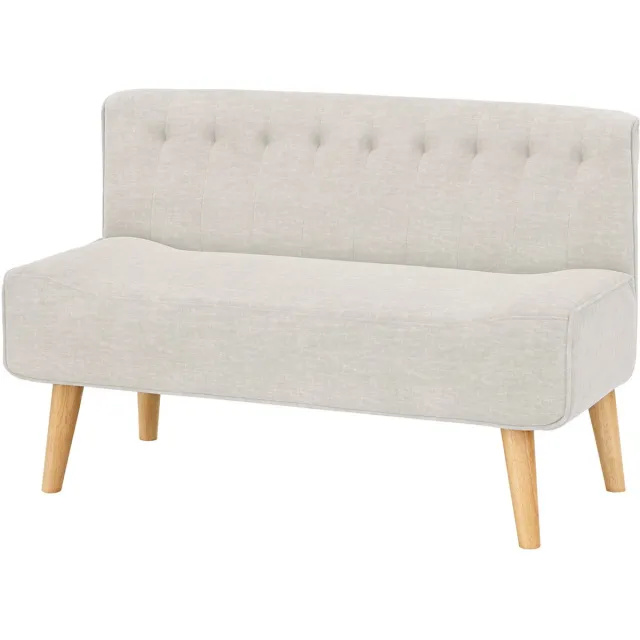 Happiq 2-Zits Loveseat Bank - Moderne Zitbank met Linnen Bekleding & Houten Poten - Beige