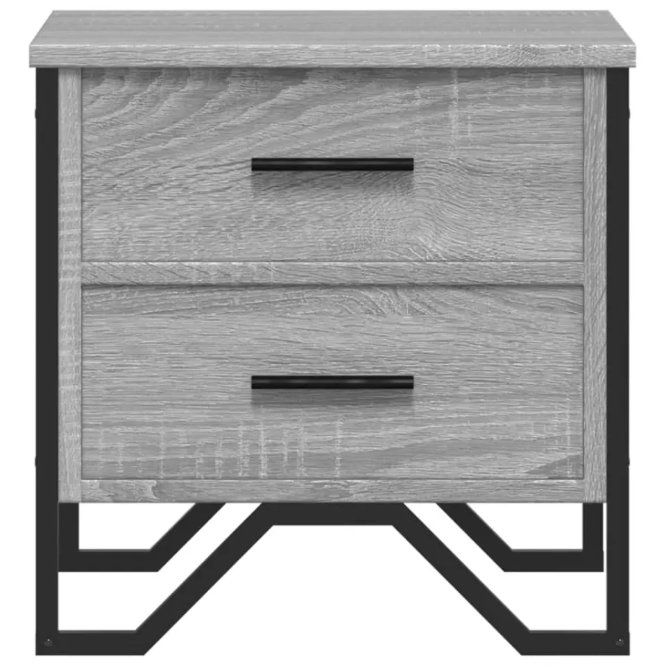 vidaXL Nachtkastjes 2 st 40x41x40 cm bewerkt hout grijs sonoma eiken, foto 4
