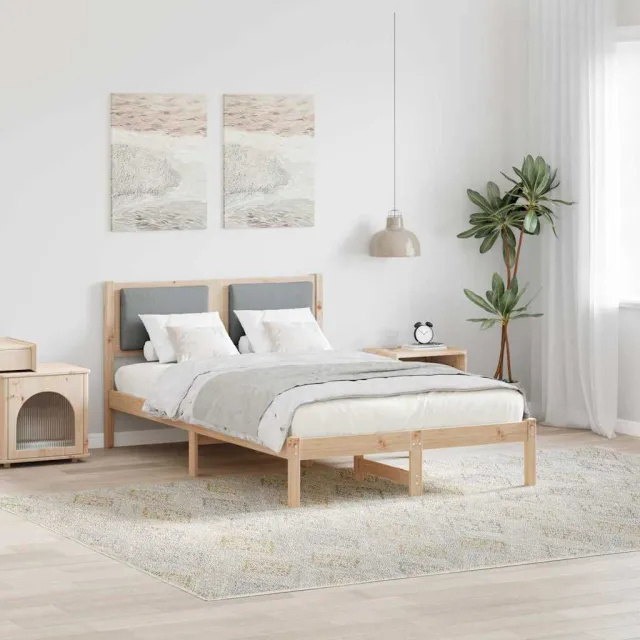 vidaXL Bedframe Lichtgrijs 120 x 190 cm Massief grenenhout