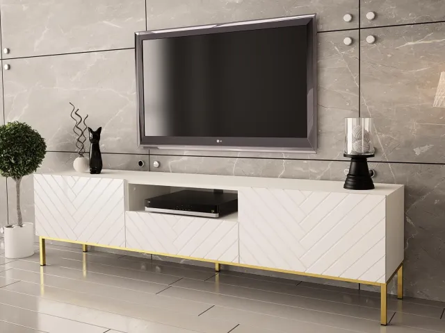 Mobistoxx Tv-meubel GINETTE 2 deuren 1 lade wit/hoogglans wit