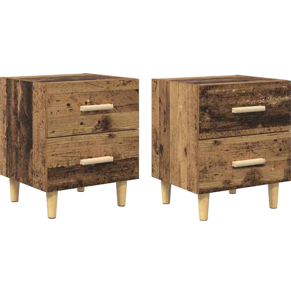 vidaXL Bed kast 2 st Oudhout 40 x 35 x 47.5cm Bewerkt hout bruin, foto 3