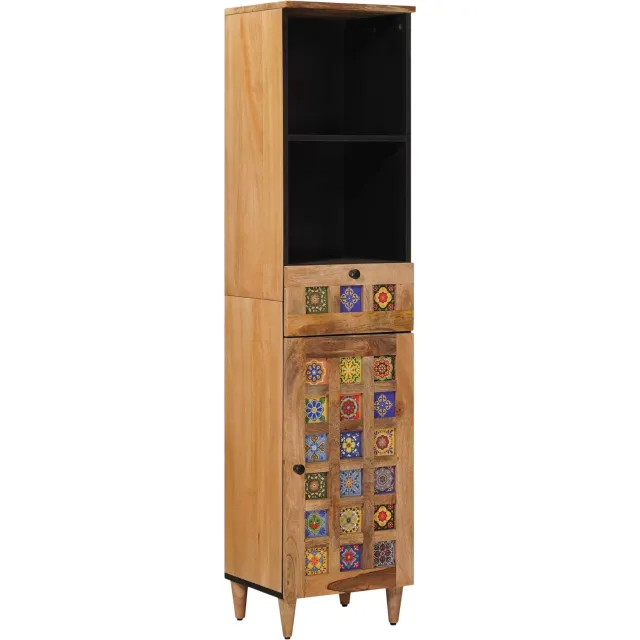 vidaXL Badkamerkast Naturel 38 x 33 x 160 cm Massief Mango Hout Bruin