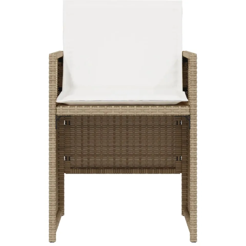 vidaXL 3-delige Bistroset met kussens poly rattan beige, foto 4