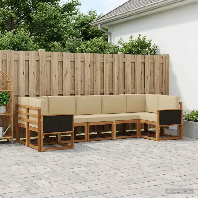 vidaXL Buiten bankenset 7 st 7-zits Natuurlijk en Beige