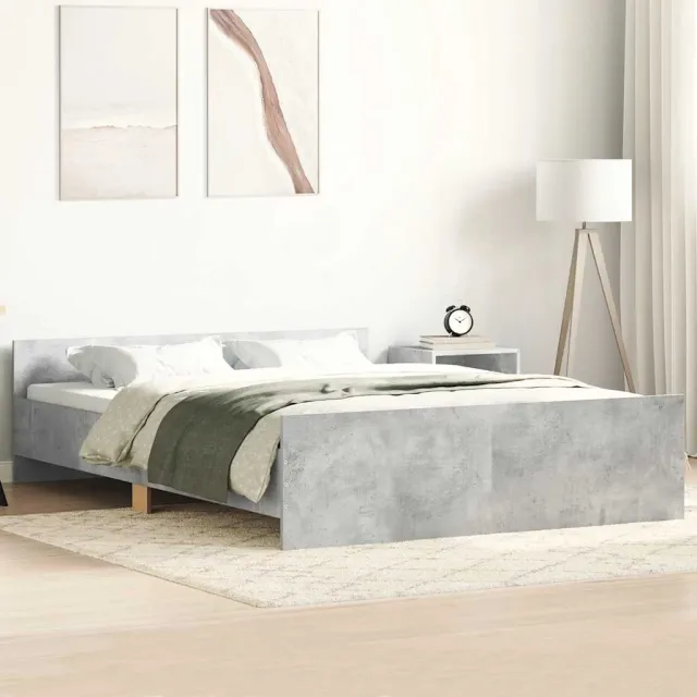 vidaXL Bedframe met hoofd- en voeteneinde betongrijs 150x200 cm