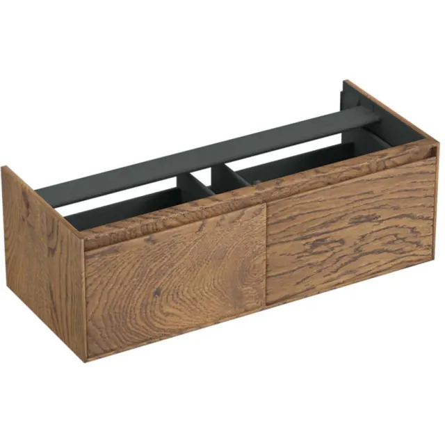 Forzalaqua Onderkast Forzalaqua Reno 120x51x40 Cm 2 Lades Softclose Eiken Castle Brown Bruin