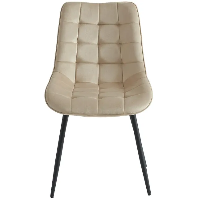 Vente-unique Set van 2 gewatteerde stoelen - Fluweel en zwart metaal - Beige - OLLUA