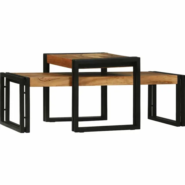 vidaXL Salontafel 2 st Bruin 48 x 40 x 40 cm Massief Acaciahout
