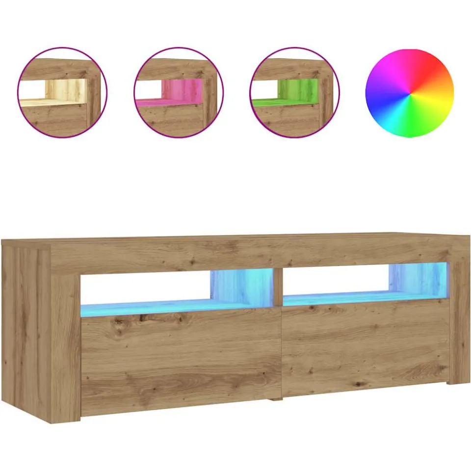 vidaXL Nachtkastjes 2 st met LED's 60x35x40 cm artisanaal eikenkleur Bruin
