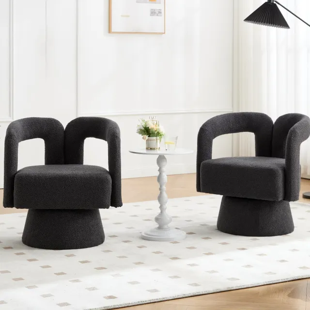 CHICFURN Fauteuil - 360 graden draaibaar - Metalen onderstel - Donkergrijs