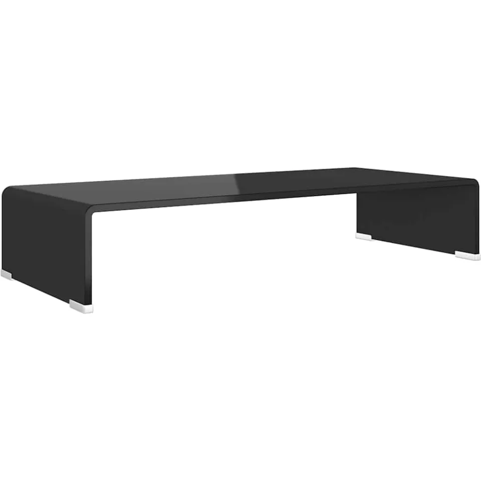 vidaXL Tv-meubel/monitorverhoger zwart 70x30x13 cm glas, foto 3