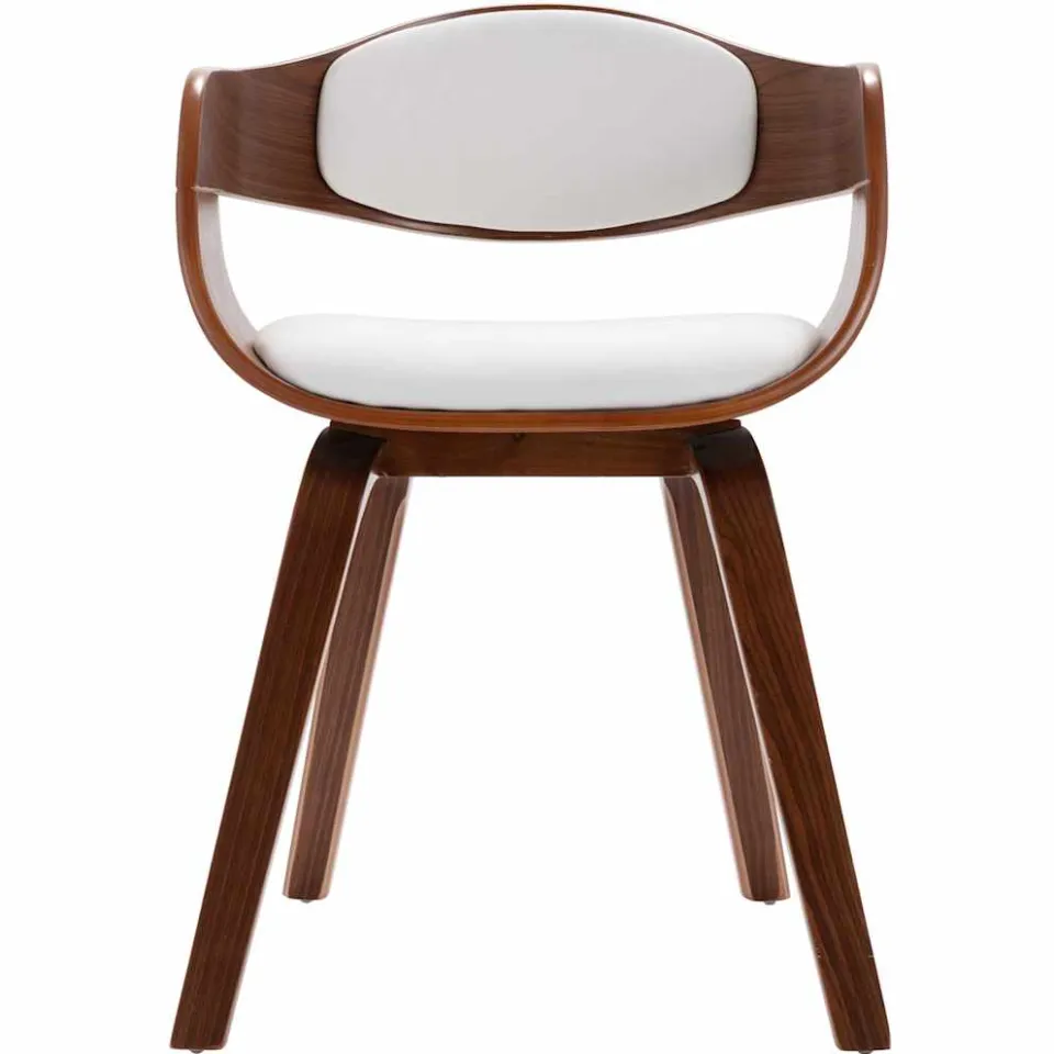 vidaXL Eetkamerstoelen 4 st gebogen hout en kunstleer wit, foto 4