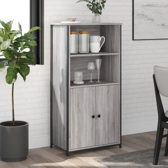vidaXL Hoge kast 62x36x121,5 cm bewerkt hout grijs sonoma