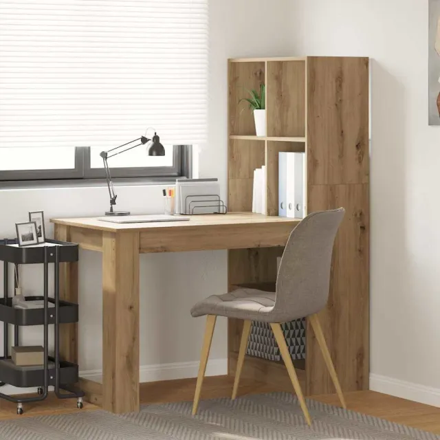 vidaXL Bureau Artisan Eiken 122 x 67 x 145 cm Bewerkt hout, foto 2