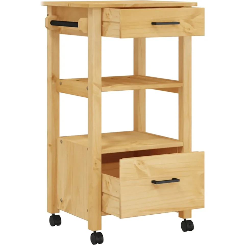 vidaXL Keukentrolley MONZA 48x40x88,5 cm massief grenenhout bruin, foto 4