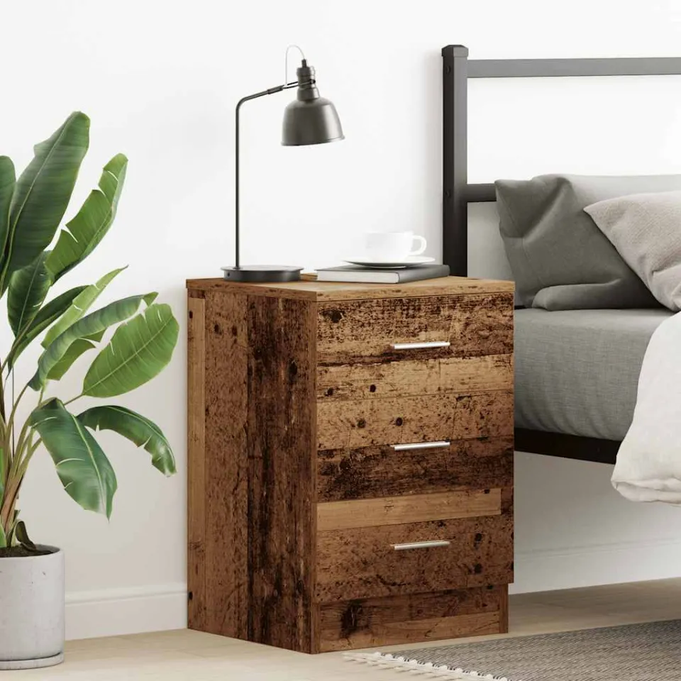 vidaXL Nachtkastje 38x35x55 cm bewerkt hout oud houtkleurig bruin, foto 2