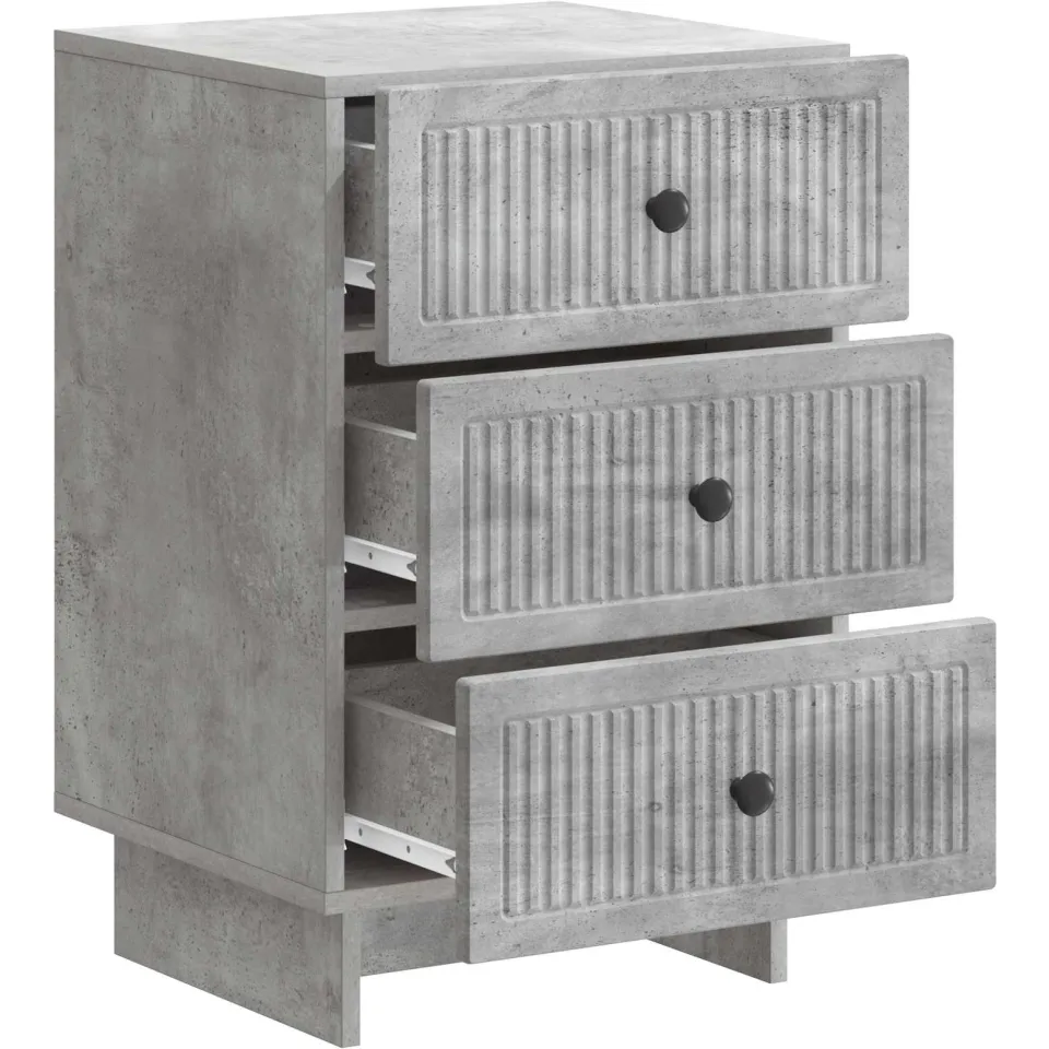 vidaXL Nachtkastje met lade Betongrijs 43 x 41 x 66,5 cm Bewerkt hout grijs, foto 3