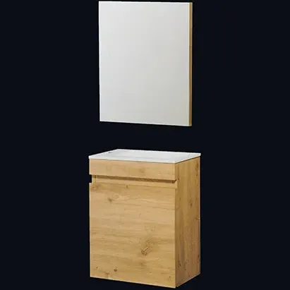 Aquazuro Fonteinmeubelset Napoli - Inclusief Wastafel En Spiegel - Softclose - Scandinavisch Eiken - 40x22x52cm, foto 4