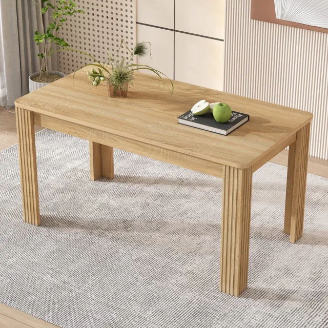 STILVORA Eettafel - Robuuste Rechthoekige Met Vier Stevige Poten En Houtnerf - Ruim Blad Voor Keuken En Woonkamer - Spaanplaat - Eikenkleur - Draagkracht 130 kg Naturel