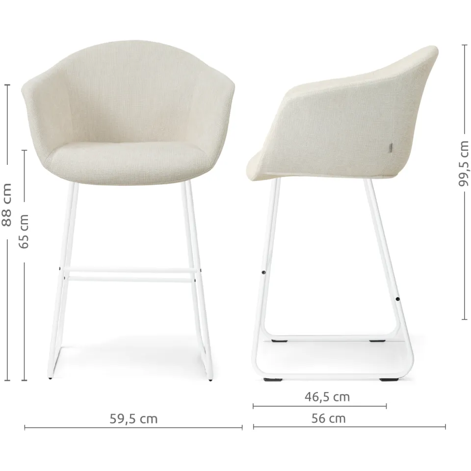 Nolon Nino-Otis barkruk cottonbeige - wit onderstel - 65 cm, foto 2