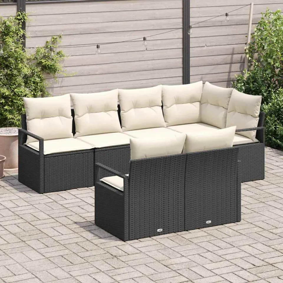 vidaXL Bankstel 7 st Zwart poly rattan, foto 3