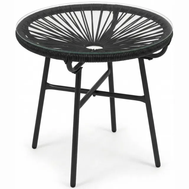 Zenzee Ronde tuintafel boho style - Salontafel rond - Bijzettafel - Tafel - Zwart - 50 cm x 50 cm x 50 cm